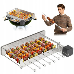 Grill Elektryczny Ogrodowy Szaszłykowy Obrotowy 360° Usb 10