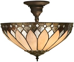 Lampa sufitowa Brooklyn 63978 Interiors Tiffany witraż beżowy