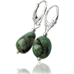 Szmaragd Naturalne Piękne Kolczyki Srebro