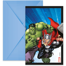 Zaproszenia urodzinowe Avengers - 6 szt.