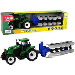 Zielony Traktor Z Pługiem Farma Import Leantoys