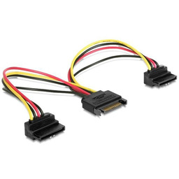 Gembird Kabel SATA zasilający (M)->2xSATA(F) kątowy 15cm