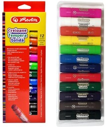 Kredki plakatowe w sztyfcie farby 12 kolor HERLITZ