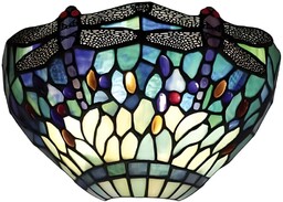 Lampa witrażowa ścienna Dragonfly 64102 Interiors Tiffany niebieska