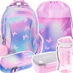 Plecak szkolny dla dziewczynki St.right Pink Butterflies motyle