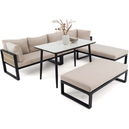 Zestaw mebli ogrodowych SIENA stół LORIS Aluminium czarny