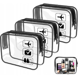 3w1 KOSMETYCZKA PRZEZROCZYSTA TRANSPARENTNA PODRÓŻNA ORGANIZER DO SAMOLOTU