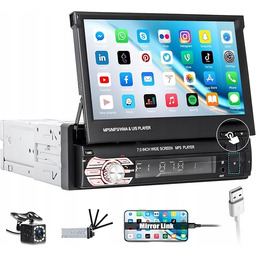 Camecho 7" radio samochodowe Bluetooth, automatyczny chowany ekran