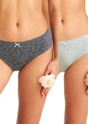 Figi damskie midi bikini (2 pack) z koronkowym
