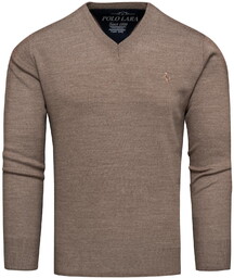 Sweter męski w serek brązowy Recea