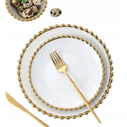 Talerze Komplet Talerzy Serwis Obiadowy Złote Perły Zestaw