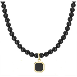 Męski naszyjnik czarny onyks z zawieszką z agatu