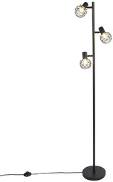 Designerska lampa podłogowa czarna 3-światłowa regulowana - Mesh