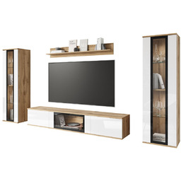 Zestaw mebli modułowych do salonu dąb wotan/biały połysk