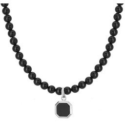 Męski naszyjnik czarny onyks z zawieszką z agatu