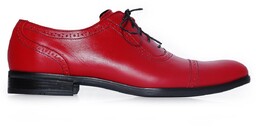 Czerwone brogsy typu adelaide - czarna podeszwa T190
