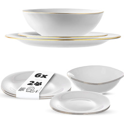 Zestaw obiadowy Cesena biały ze złotym rantem 2