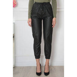 Spodnie skórzane jogger bojówki czarne Ciren