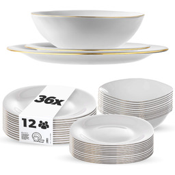 Zestaw obiadowy Cesena biały ze złotym rantem 12