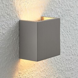 Lindby Betonowa lampa ścienna Smira, szara, 12,5x12,5 cm