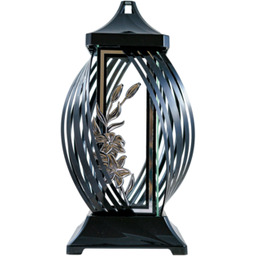 Znicz szklany wstęga 41 x 21 cm srebrny