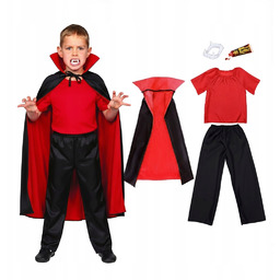 Kostium Wampir Strój Halloween Peleryna Kły Draculahalloween 134-140