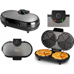 Podwójna Gofrownica 1200W w serduszka 10 gofrów