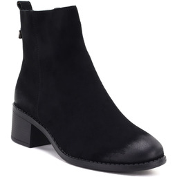 Botki damskie zamszowe na klocku czarne eVento 26BT01-634
