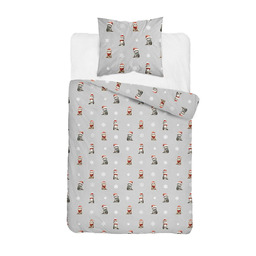 Detexpol Pościel świąteczna bawełniana 160x200 szara w koty