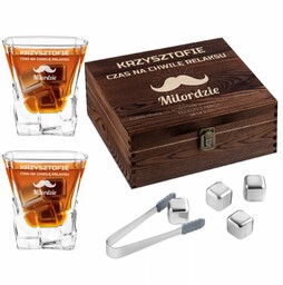 Kamienie kostki do whisky ze szklankami zestaw