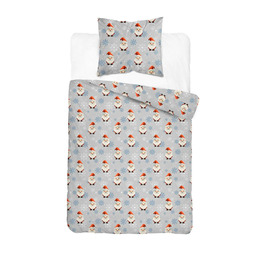 Detexpol Pościel świąteczna bawełniana 160x200 szara z Mikołajem