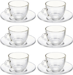 Vivalto Szklane filiżanki do espresso ze spodkami, 6