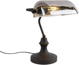 QAZQA Klasyczna lampa notariusza czarna z przyciemnianym lustrzanym