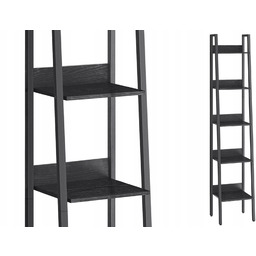 Praktyczny wąski czarny regał drabinkowy na książki 5