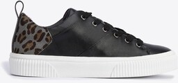 Damskie sneakersy skórzane z wzorem w cętki czarne