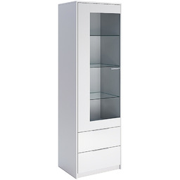 Witryna jednodrzwiowa z szufladami biała wysoki połysk 59