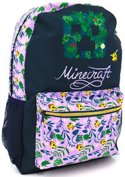 Plecak szkolny dla dzieci, Minecraft Creeper Kwiaty, fioletowy,