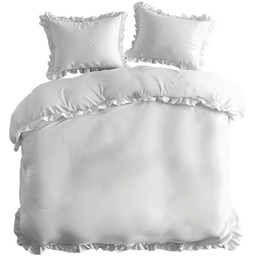 Pościel bawełniana biala z falbaną SJK-02