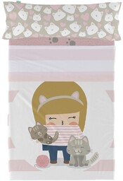 HappyFriday Zestaw pościeli Happynois Kitty Multicolor 105 łóżko