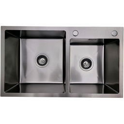 Zlewozmywak stalowy dwukomorowy STEEL 7845 CZARNY