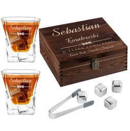 Kamienie kostki do whisky ze szklankami zestaw