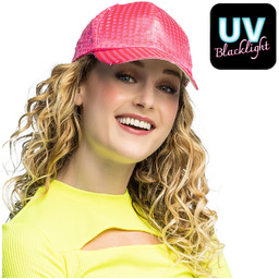 Czapka cekinowa Party neonowa różowa