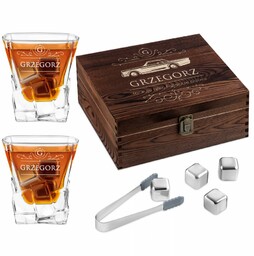 Kamienie kostki do whisky ze szklankami zestaw
