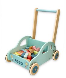 Drewniany Pchacz Z Klockami Autko