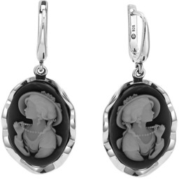 Srebrne kolczyki pr925 z wizerunkiem kobiety Kamea angielskie