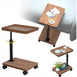 Regulowany Stolik Boczny Przyłóżkowy Obrotowy 360° Na Kółkach