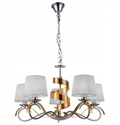Lampa wisząca żyrandol DENIS chrom+złoty 5xE14