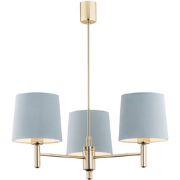 Lampa wisząca potrójna PONTE 1484 błękit złoty
