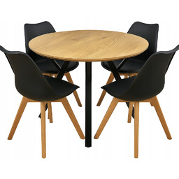 Stół Okrągły 100cm Loft Industrial 4x Krzesła Skandynawskie