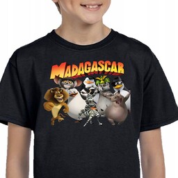 128 Koszulka Pingwiny Z Madagaskaru Czarna 3259